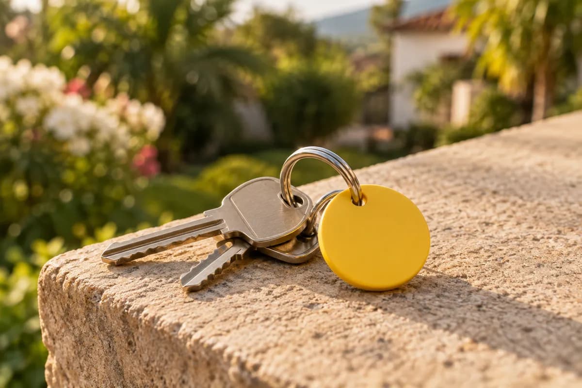 Llaves de una casa con un llavero amarillo